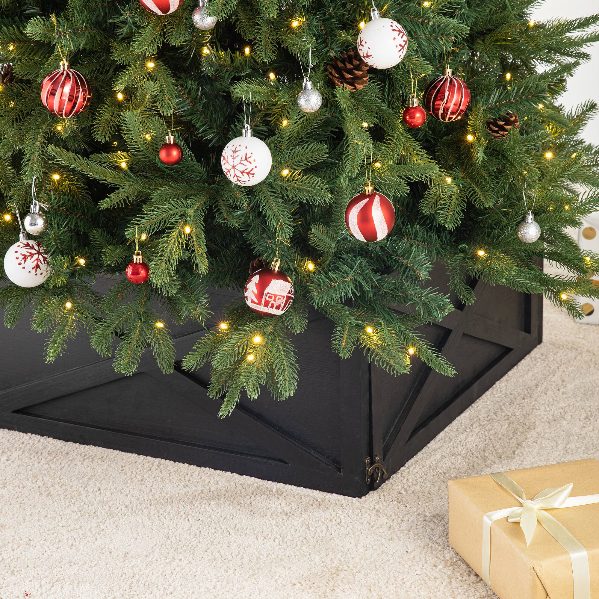 Glitzhome® 26" Black Wooden Tree Collar